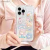 Étuis de téléphone portable Coréen 3D Bear Hang Phone Chain Lanyard Clear Soft Case pour iPhone 15 14 Pro Max 11 13 12 Mini XR 6 8 7 Plus X XS SE Cute CoverL240110