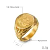 Mannen Vintage Romeinse Rijk Caesar Ringen 14K Wit Goud Zilver/Gouden Kleur Coin Caesar Hoofd Zegel Mannen ringen Mode-sieraden