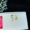 Boucles d'oreilles à clous, bague de mariage, pierre précieuse émeraude verte naturelle et véritable, argent S925, mode pour femmes