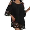 Traje de baño para mujer Sexy Transpirable Verano Playa Cubrir Mujeres delgadas Encaje Crochet Vestido Top Lady Garment