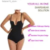 Waist Tummy Shaper BurVogue Women Shapewear Backless Body Bra Shaper Womens Deep U Low Back Thong Bodysuits Waist Corset Q240110