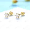 Stud 18K 14K 10K Geel Goud Ronde 4.8mm 4mm Moissanite Schroef Terug Stud Oorbellen voor Vrouwen Briljante D VVS Solitaire 6Prong Oorbellen YQ240110