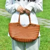 Totes Dragon diffusion French vintage woven bag genuine leather vegetable basket ins hot selling internet celebrity women'sstylishyslbags