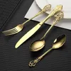 24pcs Cutlery Set Gold Dinnerware Stainless Steel Royal Spoon Forks Knives Kitchen Western Dinner Silverware Tableware Gift 240110