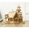 267pcs Wooden BUILD BLOCK Construction Toys DIY House With Lights Educational Building Bricks Model Children Kids Gift 240110