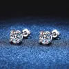 Stud ewya d färg 0,5-2ct 4 prong moissanite skruvörhängen för kvinnor flickor fina smycken s925 sterling silver diamant stud örhänge yq240110