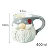 Mugs Ceramic Christmas Embossed Santa Claus Coffee Cup Home Office Breakfast Milk Juice Xmas Gifts Drinkware Navidad 400ml