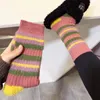 Café de style américain rétro ~ version coréenne chaussettes en peluche imitation vison à rayures épaisses pour chaussettes chaudes pour femmes ins empilent des chaussettes épaisses