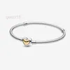 Designer Jewelry 925 Silver Bracelet Charm Bead Fit Domed Golden Heart Clasp Snake Chain Slide Bracelets Beads European Style Charms Beaded Murano E70R