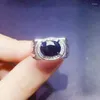 Cluster Rings Men Ring Natural Real Black Sapphire 925 Sterling Silver 8 10mm 3.2ct Gemstone For Women Fine Jewelry X23895