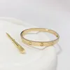 Pulseira carttres clássica 18k ouro rosa família chave de fenda feminina incolor diamante completo um prego casal 18k lote misto de ouro