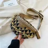 Lüks elmas kafes tuval zinciri kadınlar için fany paketleri şık bel çantası kadın moda bel paketi bayanlar crossbody göğüs çantası 240109