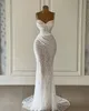 Abiti da sposa a sirena trasparenti Abiti da sposa senza spalline Abiti da sposa con paillettes e perline Illusion Sweep Train Robe Bride Dress