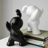 Desk Accessories Ceramic Rabbit Bookend Statues Bookshelf Living Room Decoration Figurines Nordic Cartoons Craft Home Decor Gift 240109