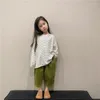 Trousers 2024 Spring Kids Corduroy Casual Ankle-length Pants Korean Style Unisex Children Soft Loose