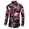 Men's Casual Shirts Autumn Long Sleeve Hawaiian Shirt Fashion Flower Printed Plus Size Floral For Men Business Office 7XL