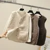 Gilet caldi in lana d'agnello per le donne Moda coreana Autunno Inverno Top senza maniche Tasche eleganti Cardigan Giacche Abbigliamento donna 240110