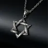 Magen Star Of David Pendant Chain Necklace Women 14K White Gold Judaica Silver Color Jewish Men Jewelry