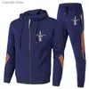 Herrspårar Nya herrar Ford Mustang Car Printed Hooded Sweatshirt Cardigan Sportswear+Pants Casual Running Fitness Men's Sportswear 2PK T240110