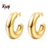 Huggie KPOP Orecchini a mezze cerchio Punk Gioielli in acciaio inossidabile Gold Circle rotondo Circle a cerchio a tubo spesso per donne dimensioni 40 mm GE3358