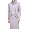 Ethnische Kleidung 2-teiliges Set Muslimische Frauen Abaya Spitze Plissee Tops Bluse Maxirock Anzug Dubai Kaftan Islam Türkei Arabisches Kleid Eid Ramadan