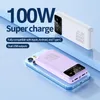 30000mAh 100W Mobile Phone Fast Charger Power Bank Portable Charger External Battery 2 USB Led Lighting For Iphone Xiaomi Samsung Powerbank Gifts