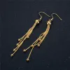 2024 New Long Tassel Dangle Earrings for Women 14k Yellow Gold Wedding Drop Earing Korean Fashion Jewelry Gifts