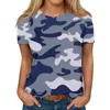 T-shirts Femmes Camouflage Imprimer Chemise à manches courtes pour femmes 2024 Été Casual Plus Taille Tops Col rond Basic Pull Ropa de Mujer