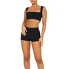 Dames trainingspakken, shorts en topset Dames Zomertraining Effen kleur Sportbeha Tank Hoge taille Hardloopyoga Activewear