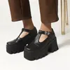 Chaussures de robe PXELENA Wing Tip Femmes britanniques T Tied Plate-forme épaisse Chunky Talons hauts Pompes Punk Gothic Creepers Japonais Harajuku 35-43