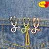 Mehrfarbige Stethoskop Arzt Emaille Pin Brosche Cartoon Frauen Männer Denim Jacken Anstecknadeln Rucksack Abzeichen Kinder Modeschmuck