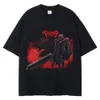 Berserk T-Shirt Erkekler Yıkanmış Tişört Japon Anime Guts Grafik Tshirt Hip Hop Sokak Giydirme Yaz Gündelik Pamuk Kısa Kollu Tees WBYB 108YVY