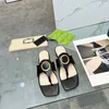 designer Blondie Thong Sandals Black White Leather Summer Flip Flop Double Flat Slide Sandals low block heels Slipper Womens Beach Shoes size 35-40