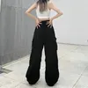 Mulheres y2k streetwear calças de carga moda vintage cintura alta calças largas feminino solto sweatpants perna larga corredores 240109