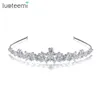 Sets Luoteemi Zirconia Bruiloft Tiara voor Bruiden Bloem Bling Cz Kroon voor Vrouwen Koningin Haar Sieraden Fabriek Groothandel