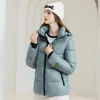 Casacos de Trench das Mulheres Jaqueta de Inverno para Mulheres Estilo Coreano Moda Com Capuz Zíper Curto Parkas Mulher Grosso Para Baixo Algodão Acolchoado Casaco Feminino