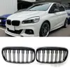 New Pair Double Slat Kidney Grille Front Bumper Grill For BMW F45 F46 Tourer Pre-facelift 2014-2017 Gloss Black Car Accessories