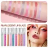 Uppsättningar qibest 9 färger läppglans set starburst pearlescent flytande läppstift glansigt fuktgivande läppglasyr glitter makeup kit långlastning