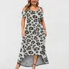 Robes décontractées Plus Taille 5XL Léopard pour femmes Sexy creux épaule lâche Maxi robe élégante dame Boho plage fête surdimensionnée