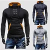 Men's Hoodies 2024 Double Breasted Pullover Coat Sweater Short Slim Fit Plushed Hooded