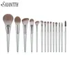 Saiantth – ensemble de pinceaux de maquillage en fibre végétale, 14 pièces, super doux, pour poudre, Blush, fond de teint, ombre à paupières, correcteur, lèvres, nez, taches