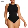 Body sans couture sculptant Shaper femmes sans manches contrôle du ventre Body Shapewear col rond dos nageur débardeurs string Snap 240109