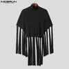 INCERUN Men Irregular Hoodies Cloak Tassel Solid Turtleneck Casual Ponchos Streetwear Loose Fashion Male Sweatshirts S-5XL 240110