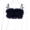 Women's Tanks Spaghetti Strap Fluffy Mini Crop Top Warm Vest Clubwear Plush Tube Sleeveless Camisole Tank Pograph