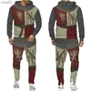 Men's Tracksuits Knight Templar Tattoo 3D Printed Men's Hoodie/Set Vintage Medieval Armor Cosplay Come Fashion Harajuku Men Streetwear Clothes Q230110