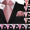 Hi-Tie 100% Silk Classic Men's Wedding Coral Pink Red Peach Tie Pocket Square Cufflinks Set Rose Ties for Men Solid Paisley Ties 240109