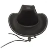 Bérets Wide Brim Cowboy Hat Knight pour Bachelorette Party Music Festival Heavy Crystal Club Stage Bar Po Props DXAA