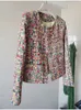Högkvalitativ designer French Vintage Plaid elegant kortjacka toppar kvinnor vävda crewneck färgglada ytterkläder chic kappa 240109