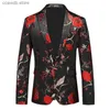 Costumes pour hommes Blazers Automne nouveau rose brodé costume veste hommes robe de soirée de mariage manteau à la mode mince mâle Blazers grande taille M-5XL 6XL T240110