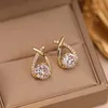 Stud Anziw Real 925 Silver Studörhängen 0,5ct Moissanite Drop Fishtail Cross Piercing Ear Earring 2023 Korean Trendiga kvinnors smycken YQ240110